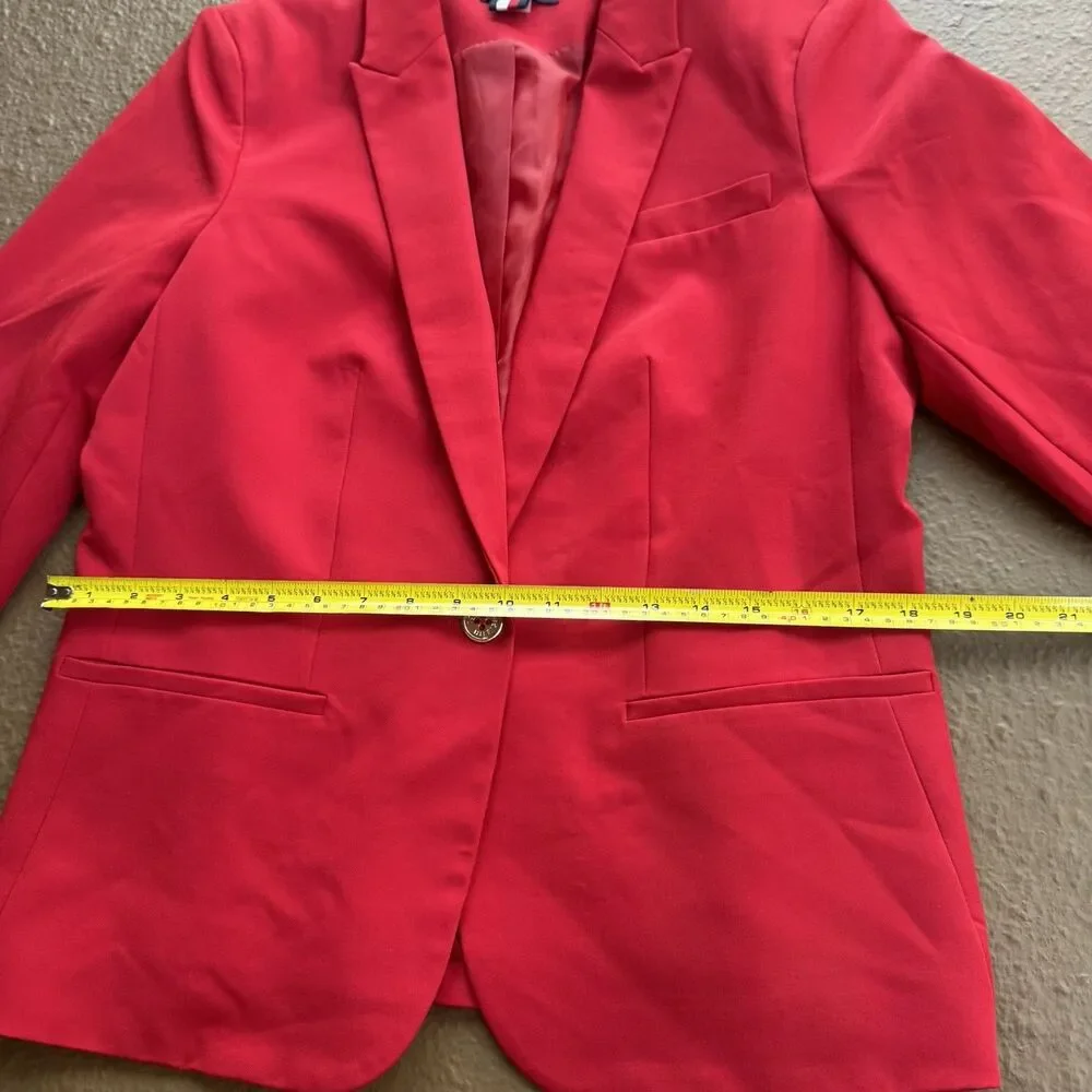 Tommy Hilfiger Women’s Red Coral Blazer Business Jacket One Button Sz 14